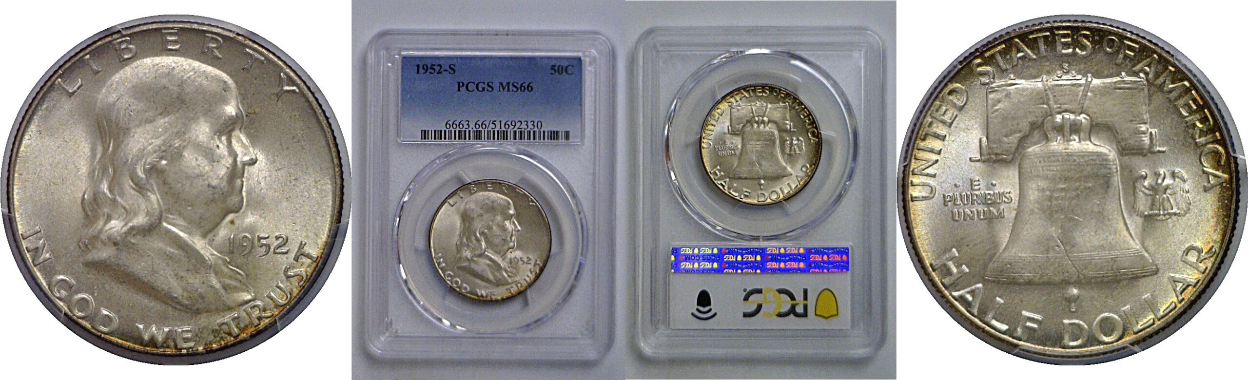 1952-S Franklin Half Dollar    PCGS MS-66