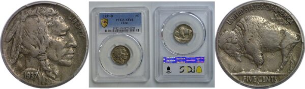 1937-D 3 Legs  Buffalo Nickel    PCGS XF-40