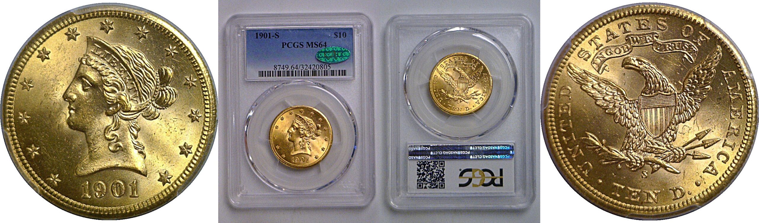 1901-S $10 Liberty   PCGS MS-64  CAC