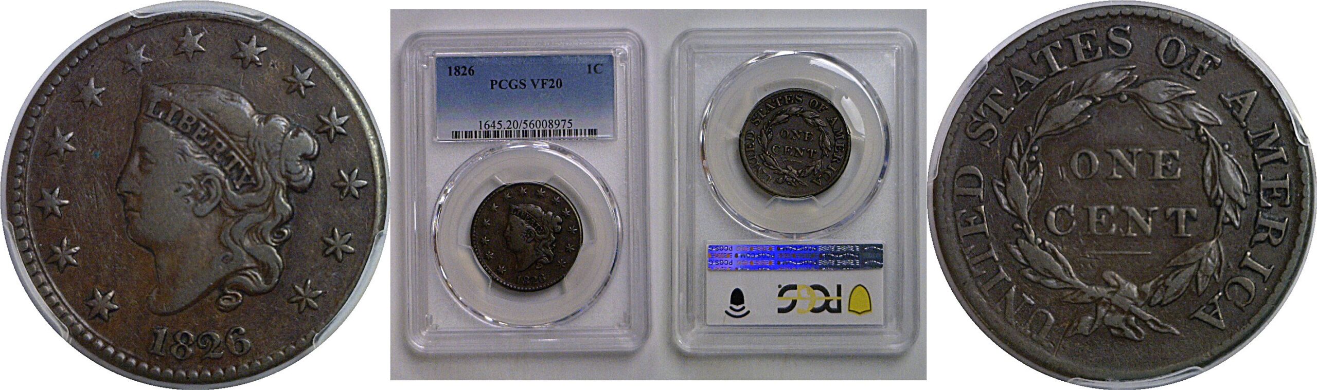 1826 Large Cent   PCGS VF-20