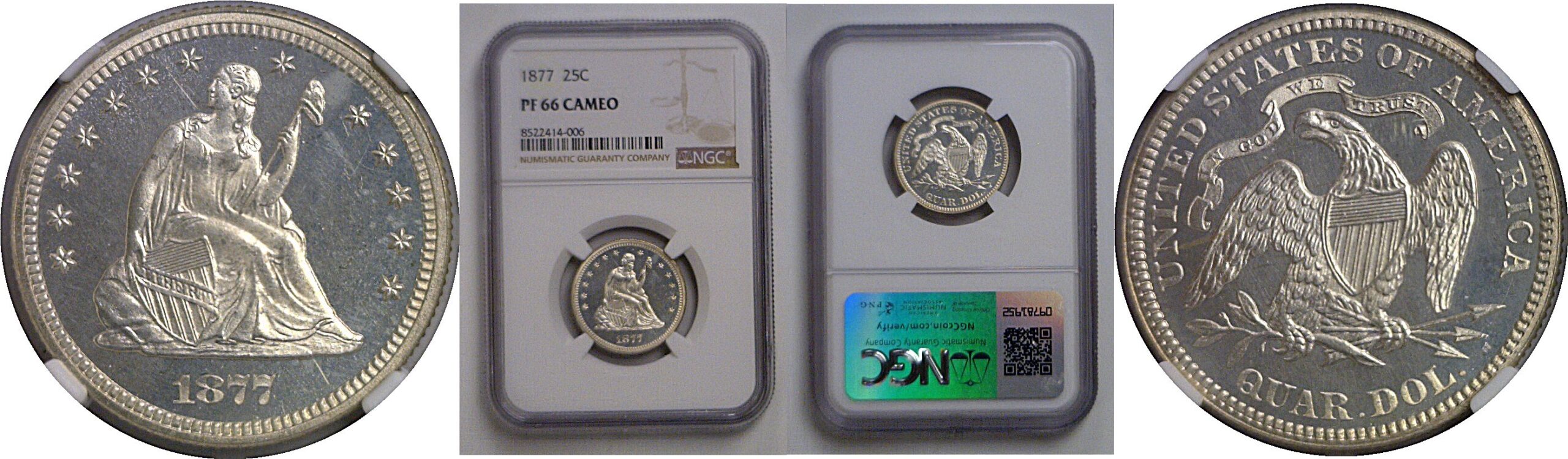 1877 Seated Liberty Quarter    NGC PF-66 CAMEO