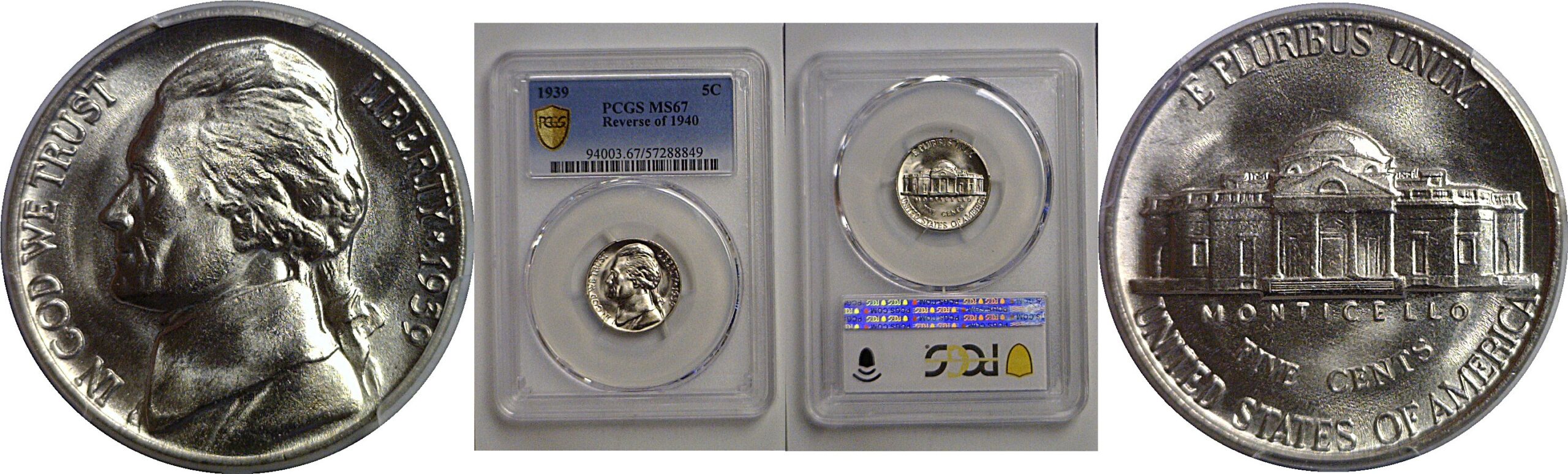 1939 Jefferson Nickel  PCGS MS-67