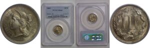 1869 Nickel Three Cent   PCGS MS-66