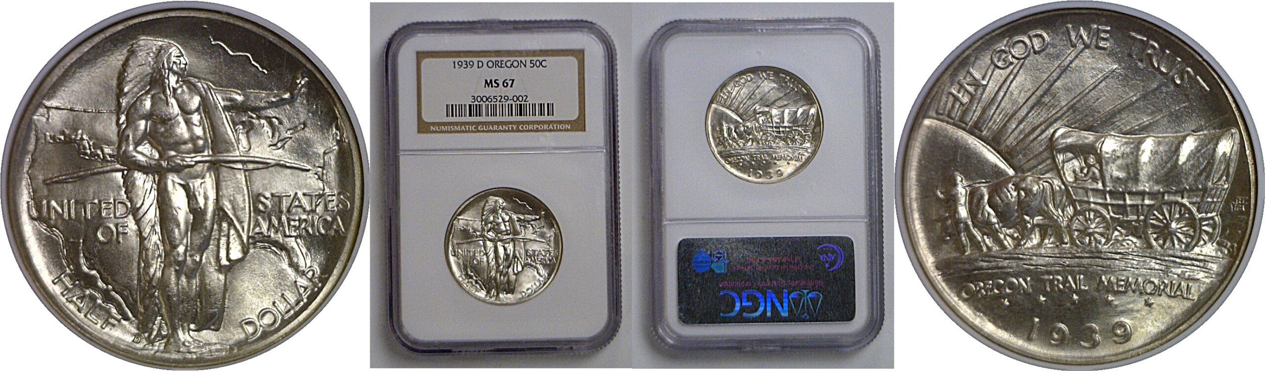 1939-D Oregon Trail Commemorative Half Dollar   NGC MS-67