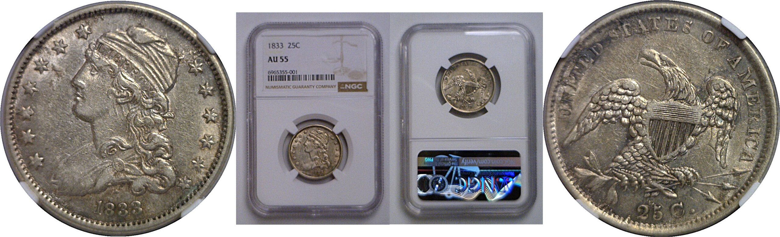 1833 Bust Quarter   NGC AU-55
