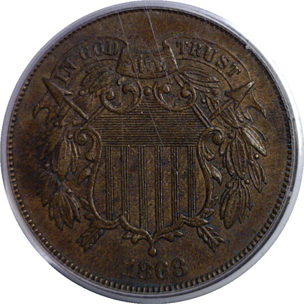 1868 Two Cent Piece   PCGS AU-50 - Image 2