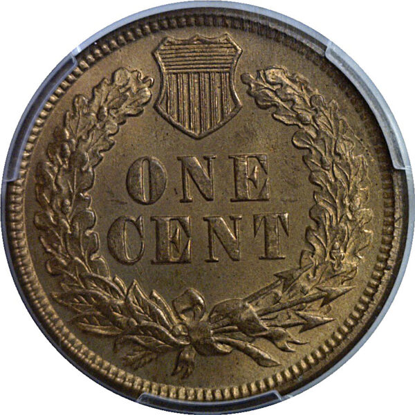 1873 Open 3  Indian Head Cent   PCGS MS-64 RB - Image 3