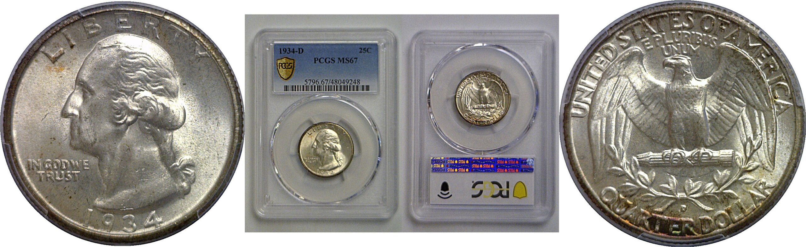 1934-D  Washington Quarter   PCGS MS-67