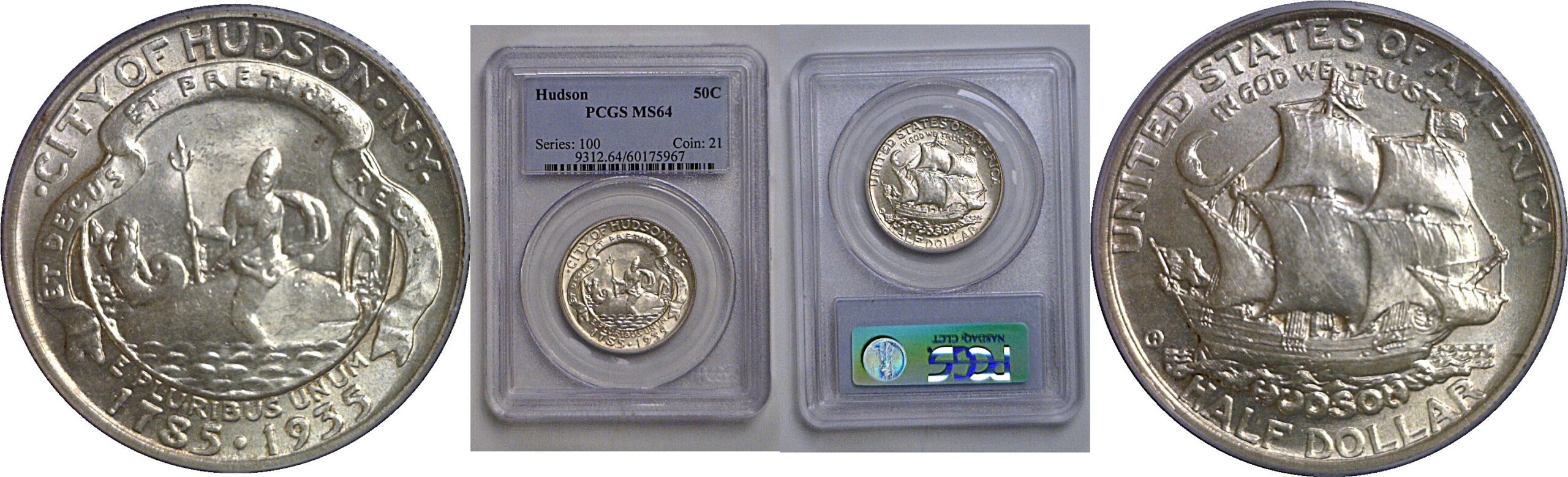 1935 Hudson Commemorative Half Dollar   PCGS MS-64