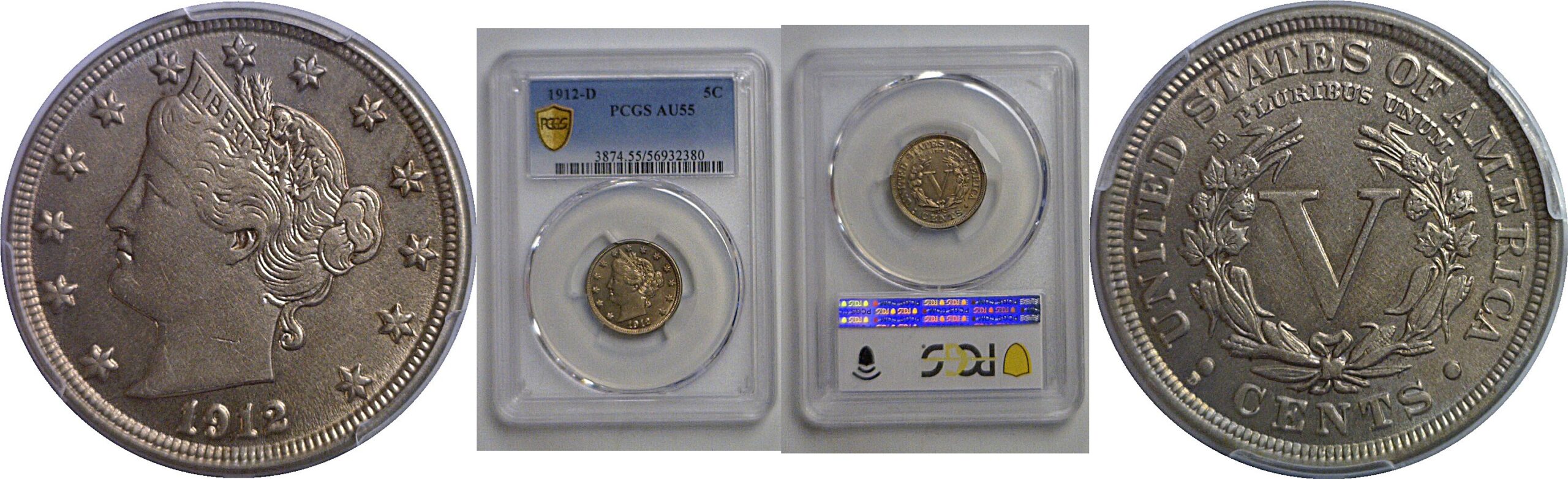 1912-D Liberty Nickel   PCGS AU-55