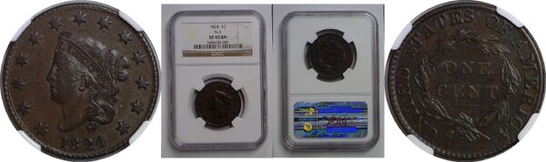 1824 Large Cent   NGC XF-45