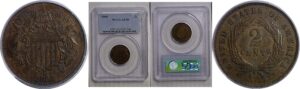 1868 Two Cent Piece   PCGS AU-50