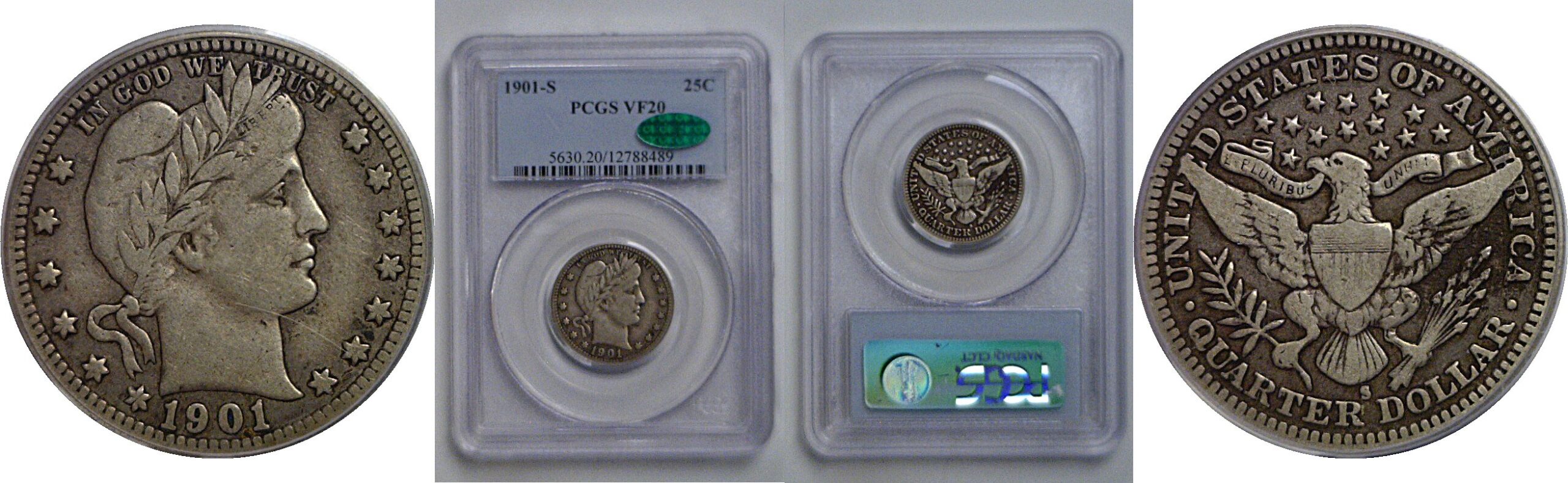 1901-S Barber Quarter   PCGS VF-20  CAC