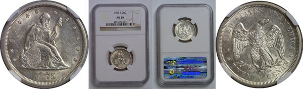 1875-S Twenty Cent Piece   NGC AU-58