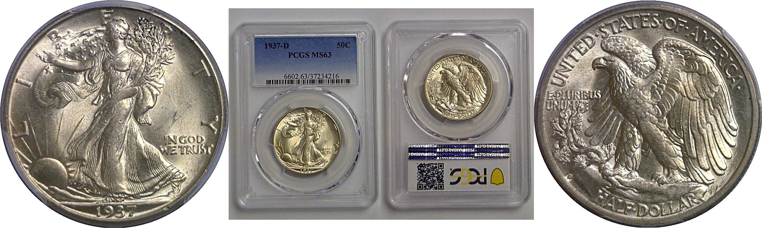 1937-D Walking Liberty Half Dollar   PCGS MS-63