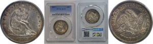 1857 Seated Liberty Half Dollar   PCGS AU-55