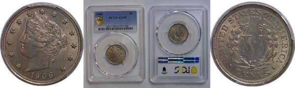 1906 Liberty Nickel   PCGS AU-58