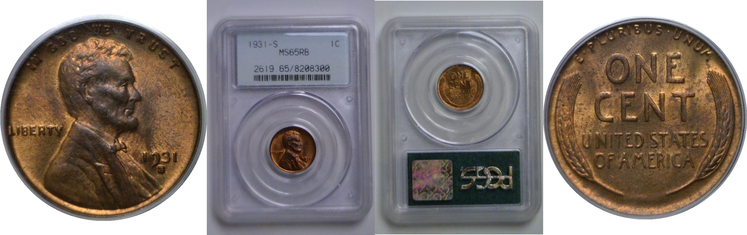 1931-S Lincoln Cent    PCGS MS-65 RB