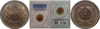 1873 Closed 3  Two Cent Piece   PCGS PR-65 RD
