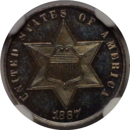 1867 Silver Three Cent   NGC PF-66 Cameo - Image 2