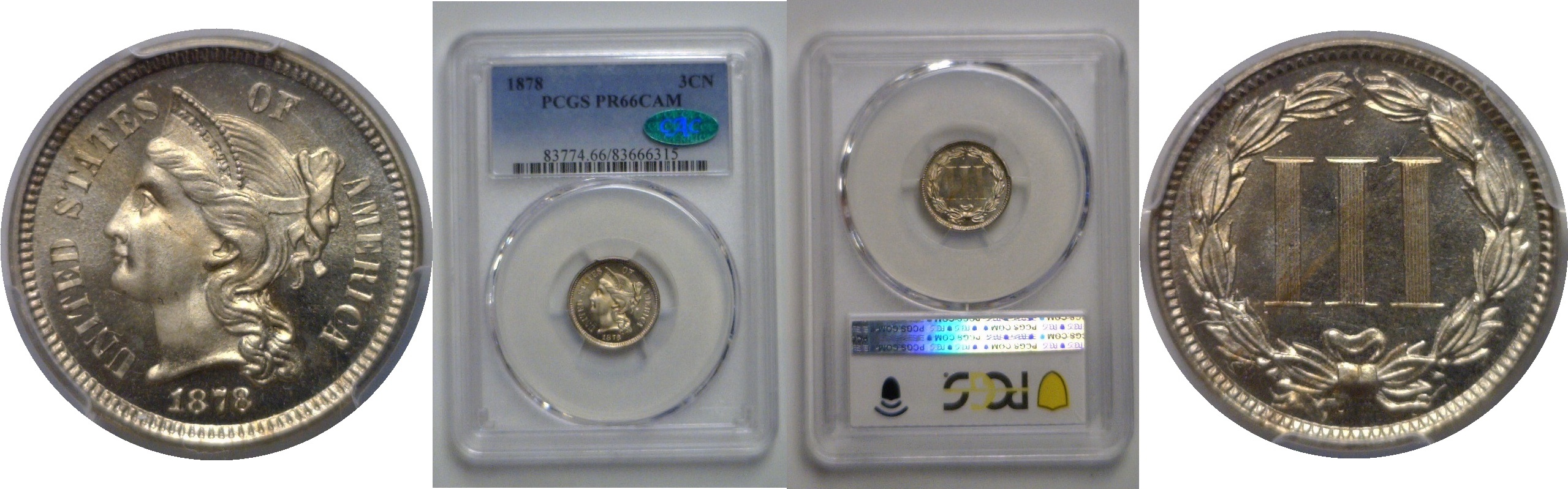 1878 Nickel Three Cent   PCGS PR-66 CAM  CAC
