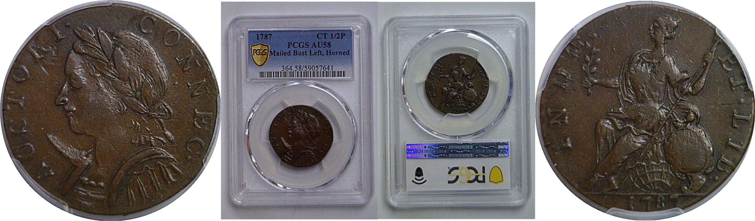 1787 Connecticut Copper   PCGS AU-58