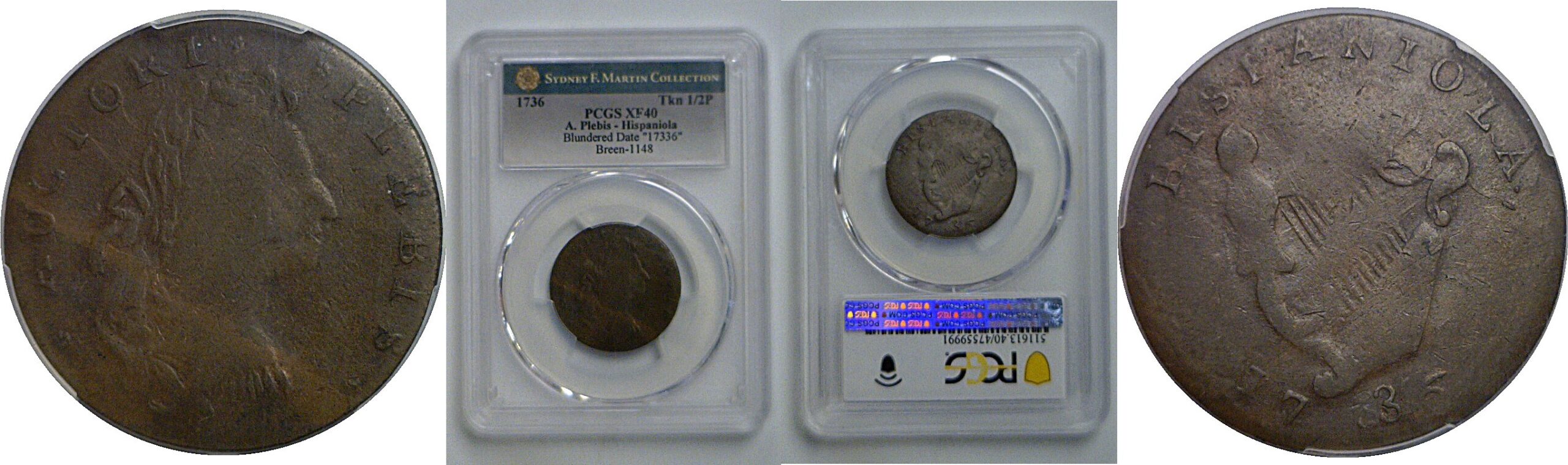 1736 Auctori Plebis Token Halfpenny   PCGS XF-40