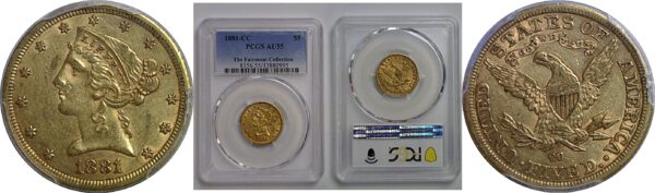 1881-CC  $5 Liberty    PCGS AU-55