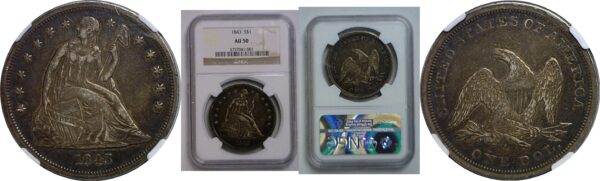 1843 Seated Liberty Dollar   NGC AU-50