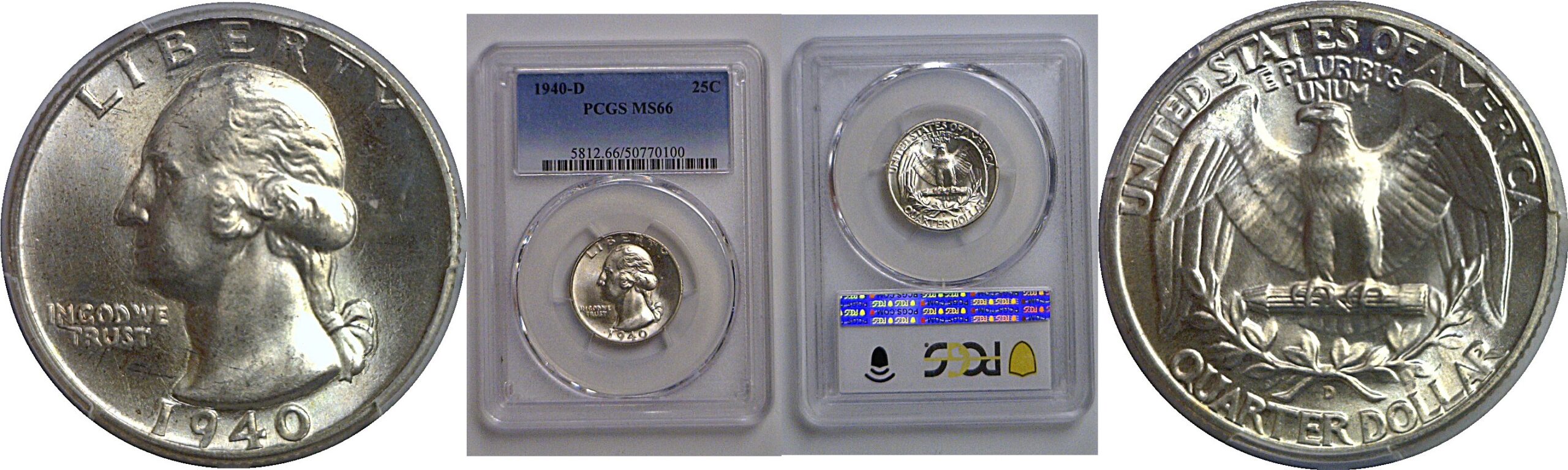 1940-D Washington Quarter   PCGS MS-66
