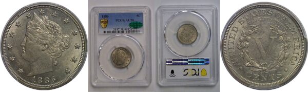 1886 Liberty Nickel   PCGS AU-58  CAC