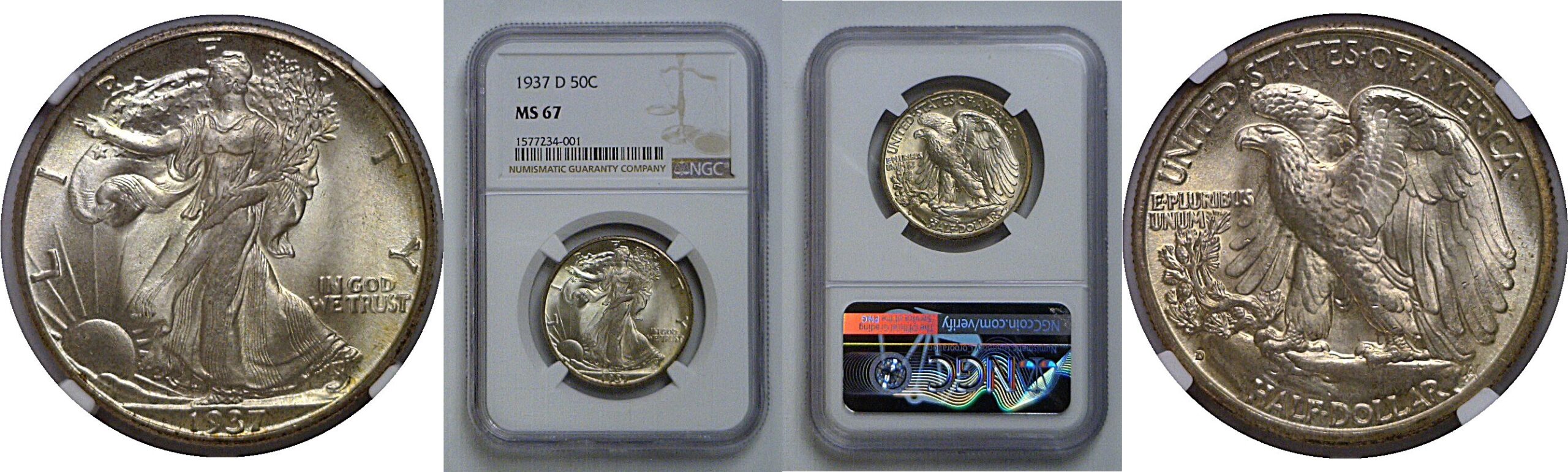 1937-D  Walking Liberty Half Dollar   NGC MS-67
