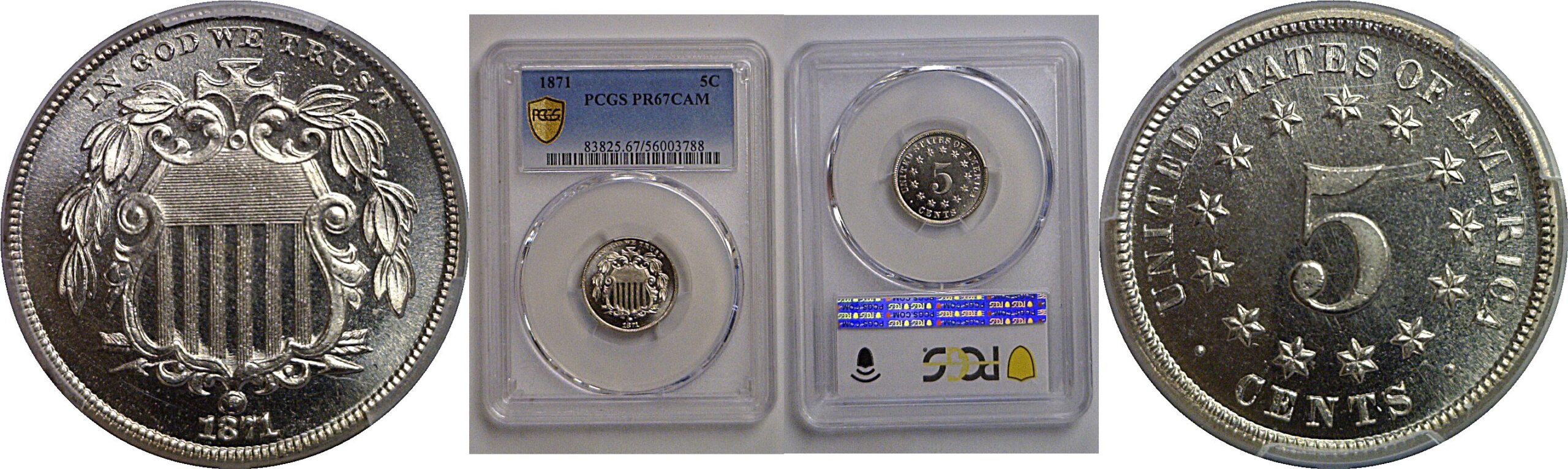1871 Shield Nickel   PCGS PR-67 CAM