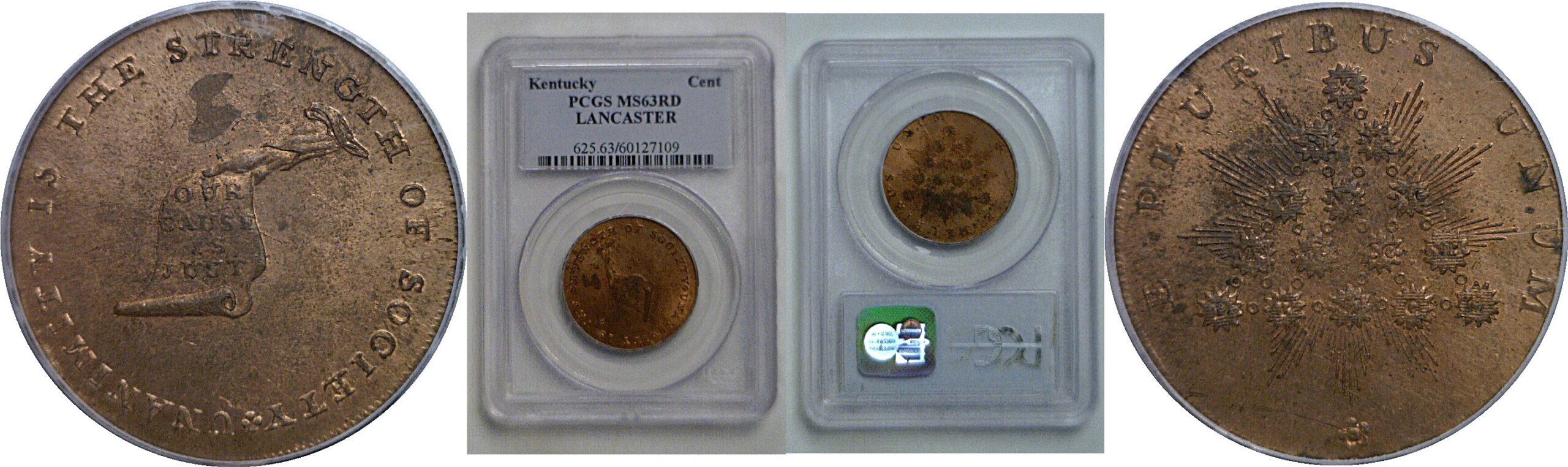 C 1792   Kentucky Cent, Lancaster     PCGS MS-63 RD