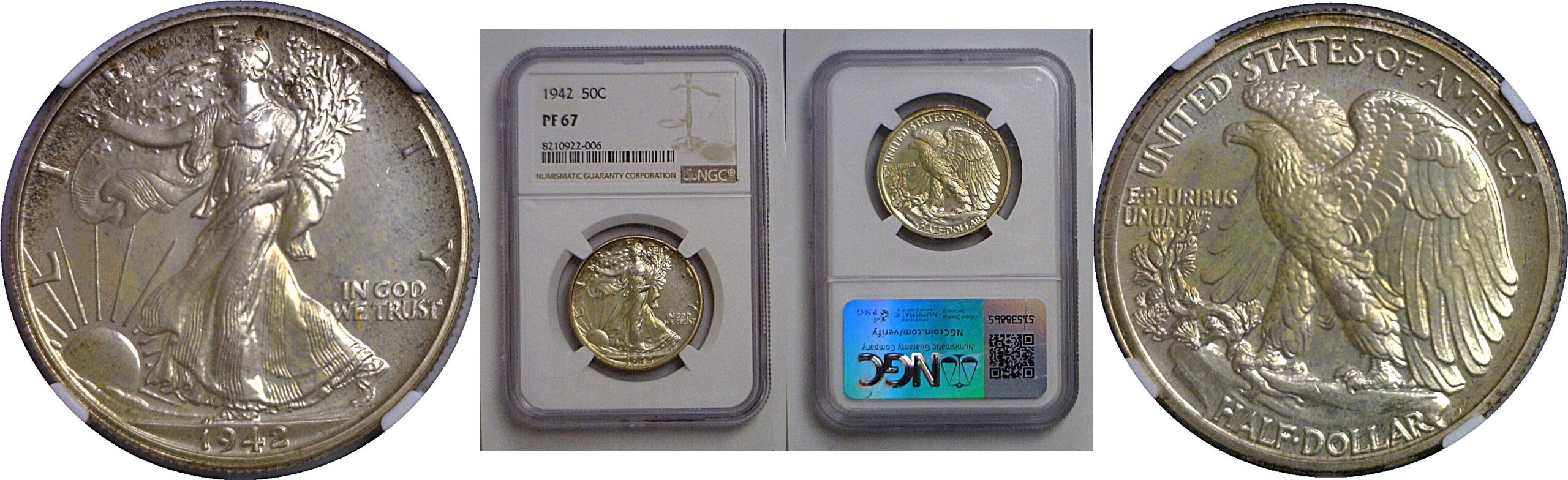 1942 Walking Liberty Half Dollar   NGC PF-67