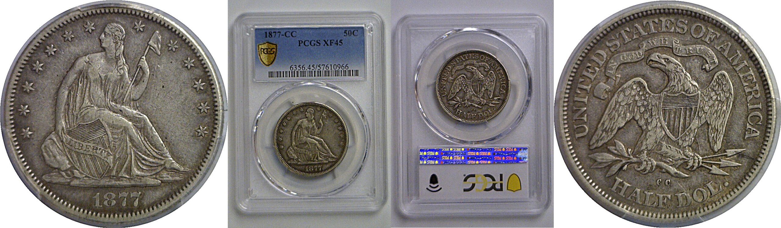 1877-CC Seated Liberty Half Dollar   PCGS XF-45