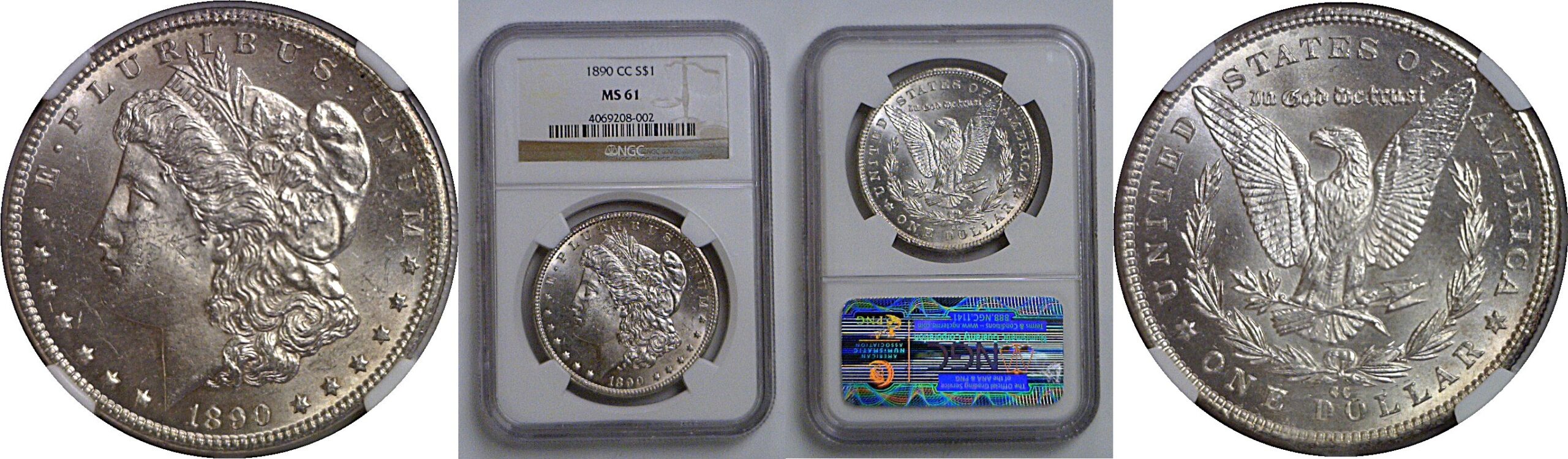 1890-CC Morgan Dollar   NGC MS-61