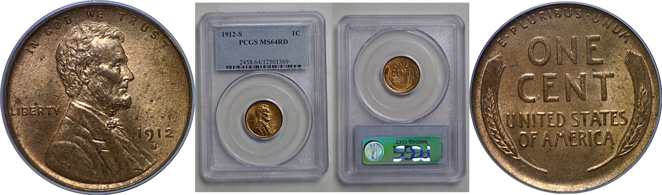 1912-S Lincoln Cent   PCGS MS-64 RD