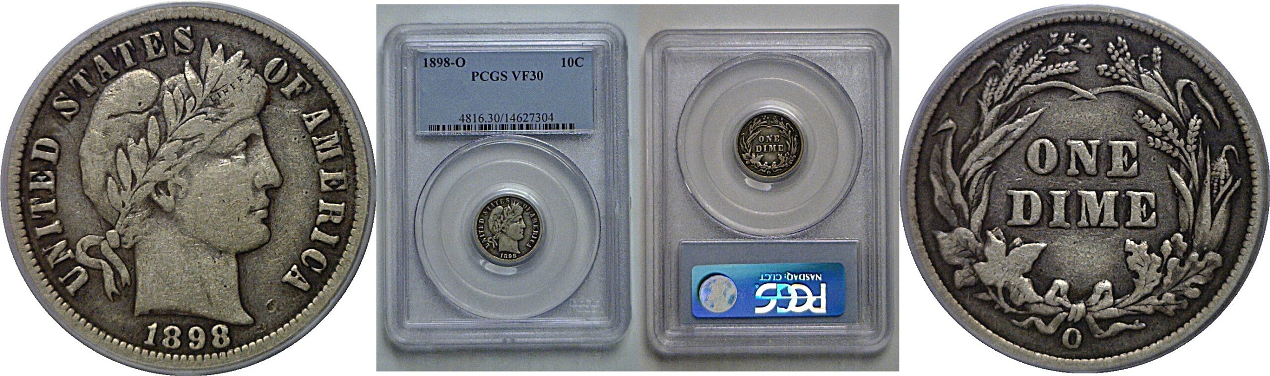 1898-O Barber Dime   PCGS VF-30