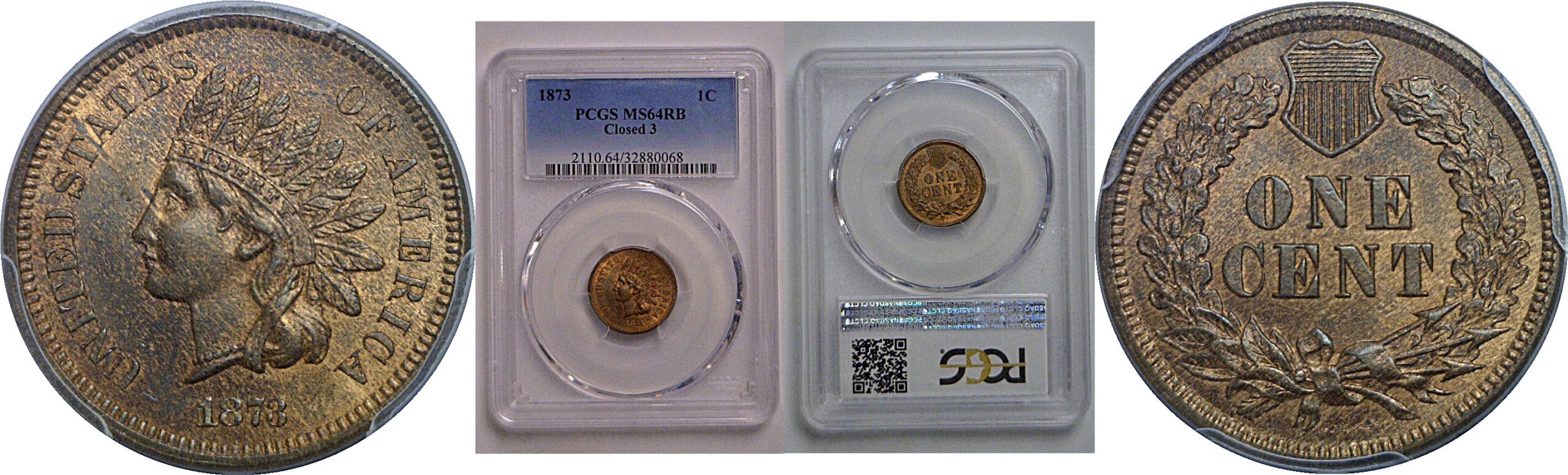 1873 Indian Head Cent    PCGS MS-64 RB