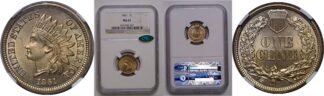 1861 Indian Head Cent    NGC MS-65  CAC