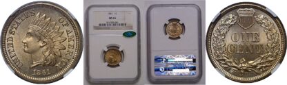 1861 Indian Head Cent    NGC MS-65  CAC