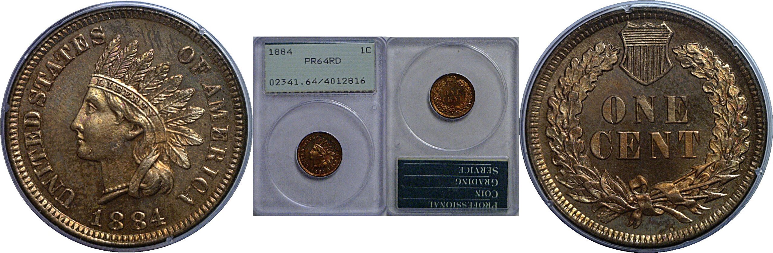 1884 Indian Head Cent   PCGS PR-64 RD