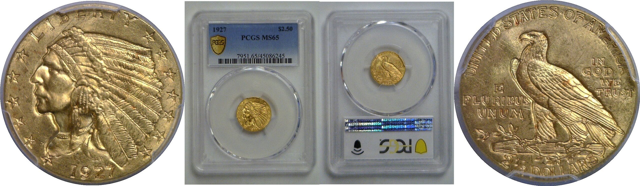 1927 $2 1/2 Indian   PCGS MS-65