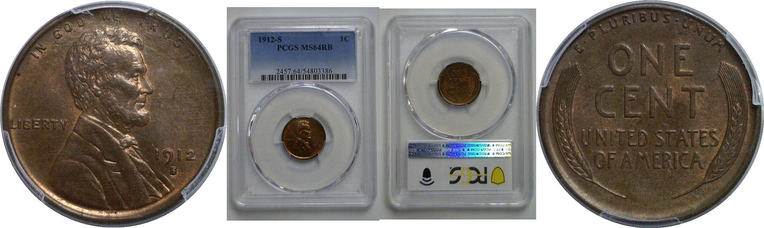 1912-S Lincoln Cent   PCGS MS-64 RB