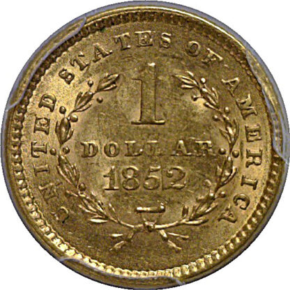 1852 One Dollar Gold Coin   PCGS MS-62 - Image 3