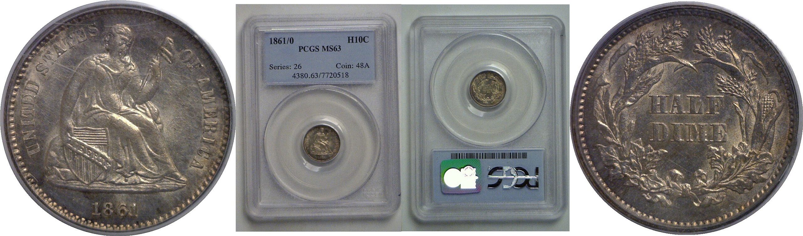 1861/0 Seated Liberty Half Dime   PCGS MS-63