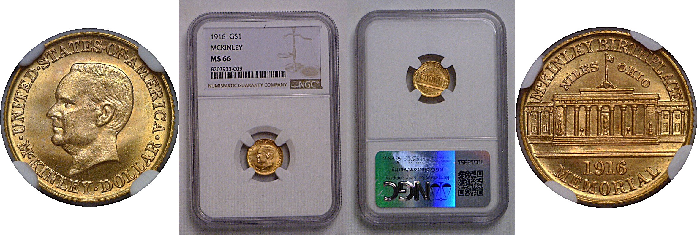 1916 $1 McKinley Gold Commemorative   NGC MS-66