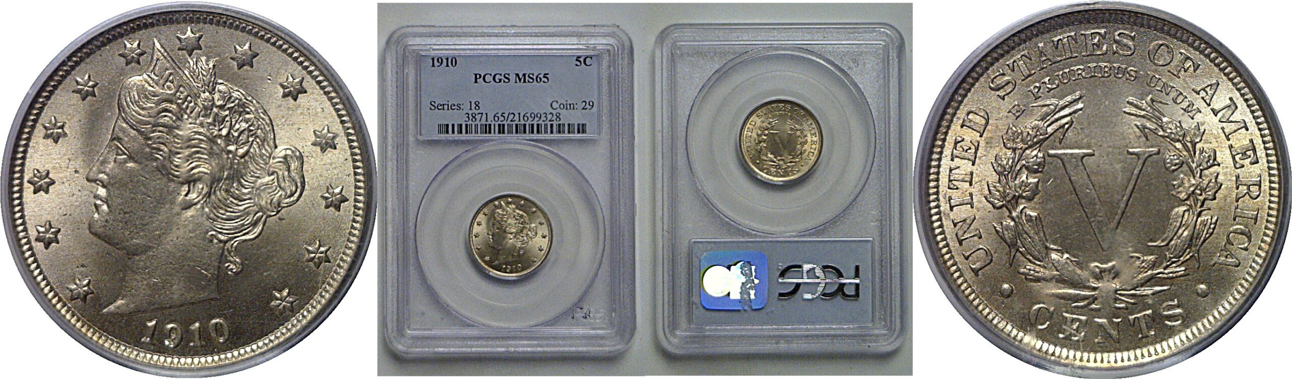 1910 Liberty Nickel   PCGS MS-65