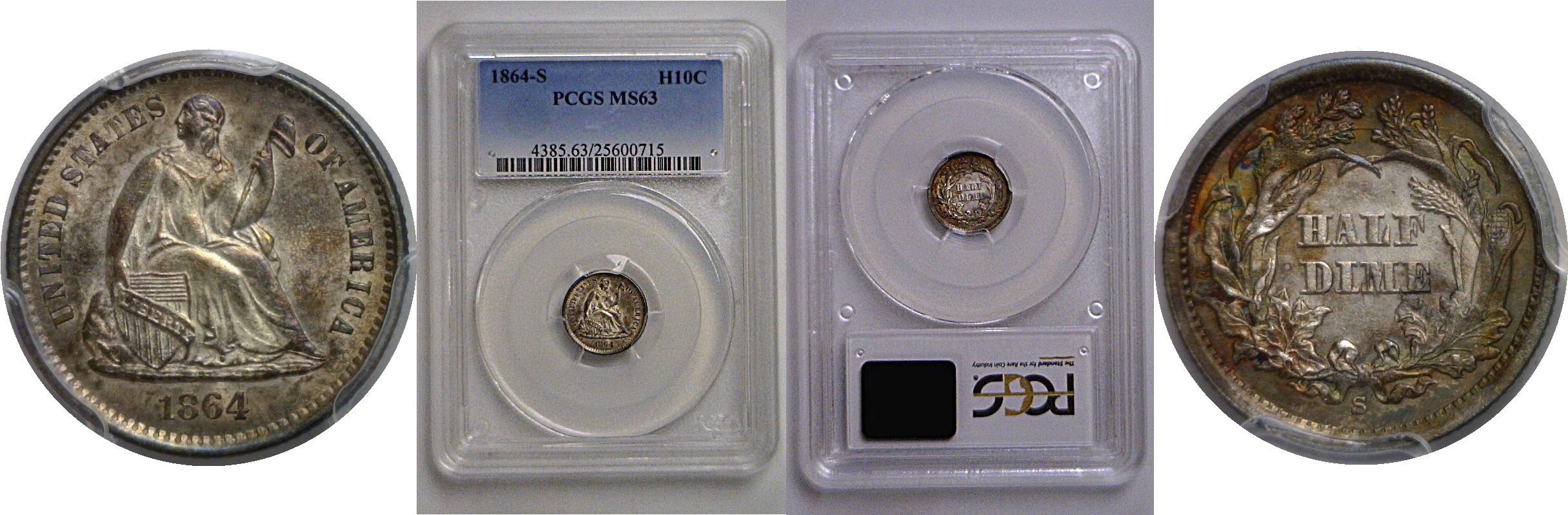 1864-S Seated Liberty Half Dime   PCGS MS-63